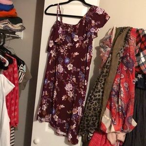 one shoulder floral dress